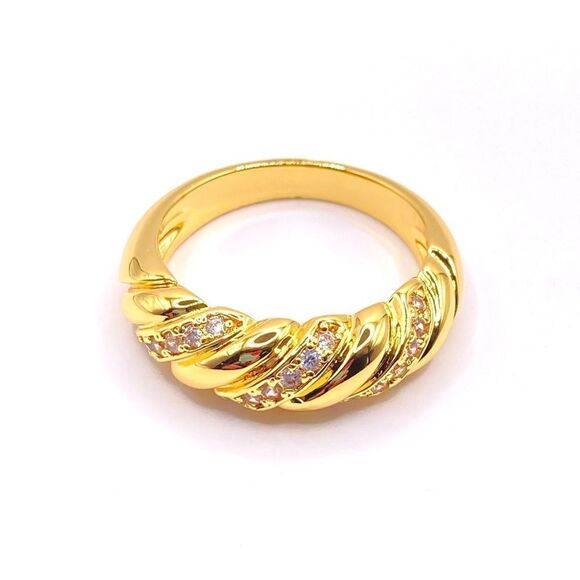 Chunky Twisted Braided Rhinestone Ring Band size 9 - Picture 1 of 3